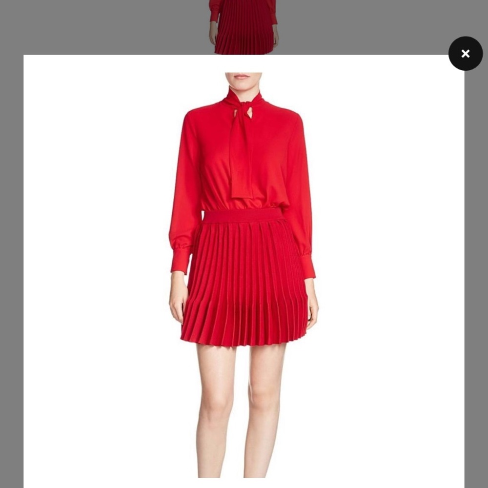MAJE Rivage Bow Pleated Knit Dress